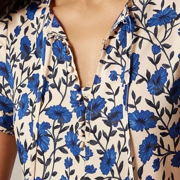 J.Crew Short-sleeve slip dress in indigo daisy print 6 - Picture 2 of 6